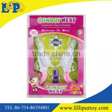 Girls 2pcs pink western cowboy gun toy