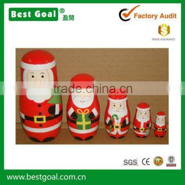 Bestgoal Best Seller Santa wooden dolls chirstmas matryoshka wooden craft russian nesting dolls