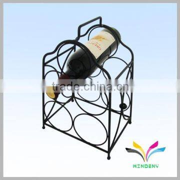 China manufacturer high quality hot sale fancy beautiful display rack antique red wine metal wire curved glass shelf