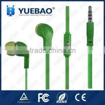 Flat cable earphone with mic and volume control for mobile phone