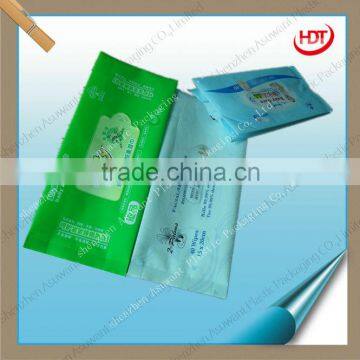 side gusset plastic baby wet tissue packaging bag with stick label