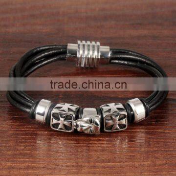Ally Express Wholesale Bracelet Black Leather Lion Men Bracelet photo-2