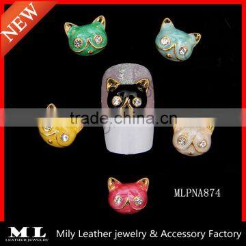 New style Lovely cat rhinestone nail arts design nail accessories MLPNA874