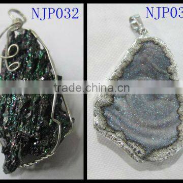 Natural Gemstone Drusy Pendant Jewelry-NJP032-33