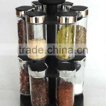 TW987 glass spice jar set with plastic stand