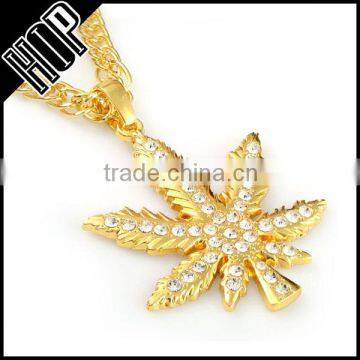 Fashion Hip Hop Gold Plated Maple Leaf Necklace