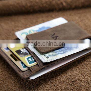 2015 most popular best price genuine leather money clips with customized logo