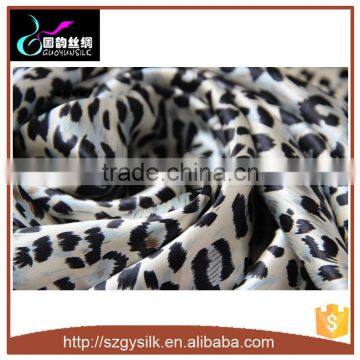 custom design leopard pattern printed 100%silk duchess satin silk fabric