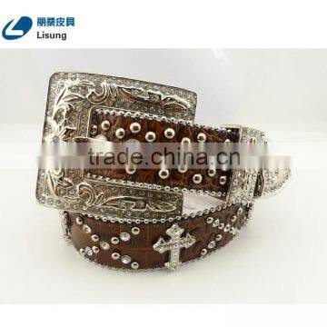 Cowboy Metal Crosses Studded Rhinestone Belts For Men