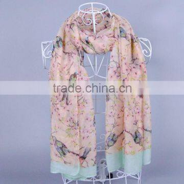 Fashion Bird Tree Women Scarf Voile Scarves 180*90 Pashmina