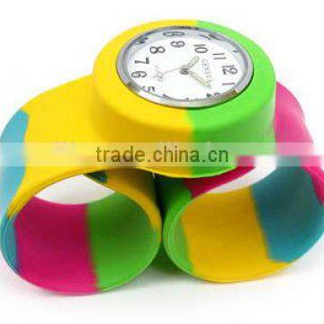 Fashion Rainbow Silicone Slap Sport Quartz Watch For gifts With Size Customized