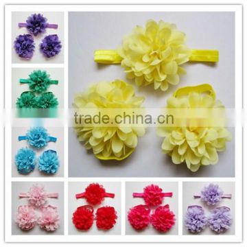 Top Baby Cute Chiffon Flower Infant Girl feet Toddler Barefoot Blooms Sandals Shoes