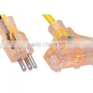 Extreme Weather Resistant Triple Tap American Outdoor Extension Cord With Light Indicate photo-2