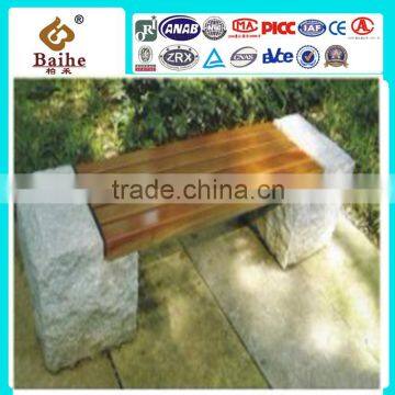 2016 Top Grade Granite Stool With Wood Top Stone Seating Wooden Bench