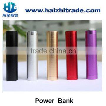 2600mah colorful cylinder portable mobile power charger power bank