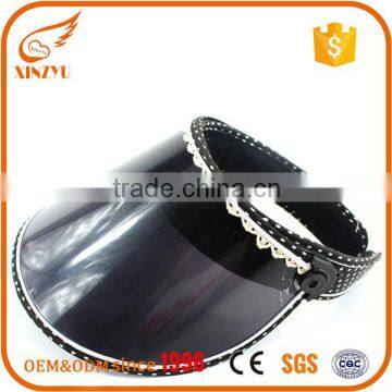 Long bill UV protection plastic sun visor cap with hook and loops closure