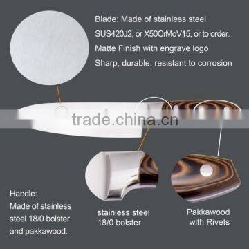 Pakka Wood Handle High Quality With-weight Stainless Steel Chef Knife photo-2