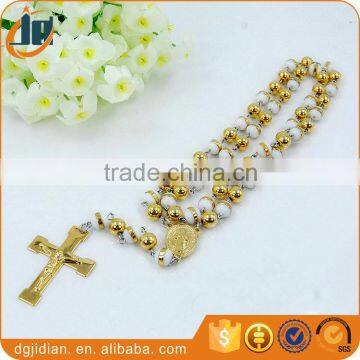 Religious beaded necklace, Rosary chain necklace with jesus cross pendant