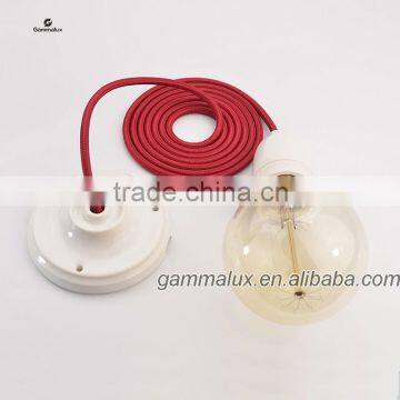 E27 Pendant Light/Color Fabric Cord with CeramicLamp Holder