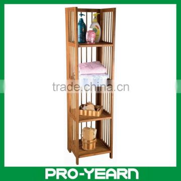 bamboo bathroom folding rack shelf Holder with 4 tiers and foldable design