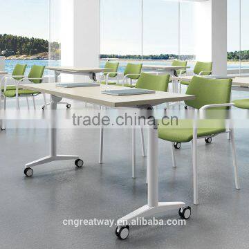 Fashionable white training desk Can be spliced mobile collapsible folding table QM-12