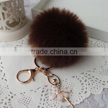Rabbit Fur Keychain Fur Pom Pom Key Chain for Handbag Fur Ball photo-5