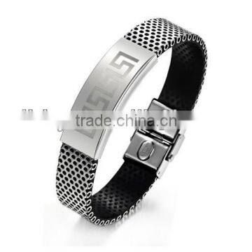 2014 Fashion Magnetic Stainless Steel Clasp Men Leather Bracelet Wholesale