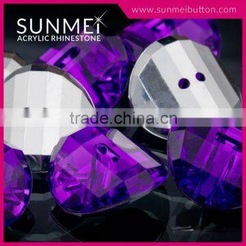 Shining Round Shaped Purple Color Acrylic Sewing Button