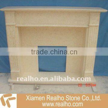 beige marble modern fireplace