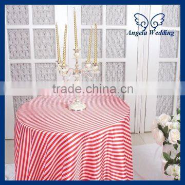 CL019A Fancy round wedding red and white satin table cloth for round table