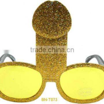 Mature Party Sunglasses,Gold Glitter