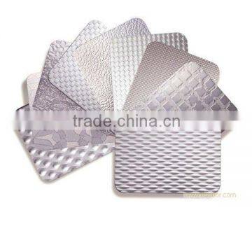 Embossed metal plate for laminating