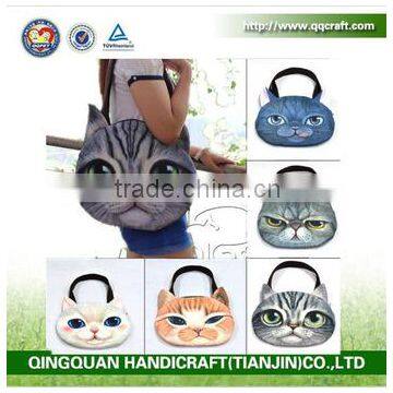 QQ Pet Factory 2015 Hot popular latest fashion cat dog face messenger bag handbag with strap