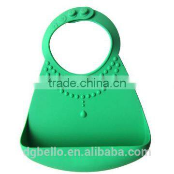 Lovely Green Colour PBA Free Silicone Baby Bibs