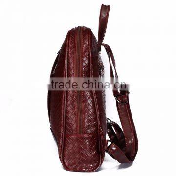 Luxury Women Girls Leather Woven Backpack Campus Shoulder Bag Bookbag Satchel