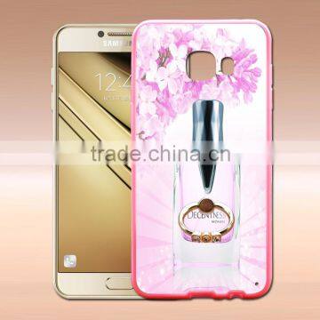 Hot Selling Wholesale Fashion Prefume Transparent TPU+PC Phone Case With Stretch Ring Stand Bracket For Samsung C5
