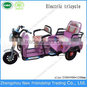 Family using foldable electric tricycle 3 wheel 3 seat