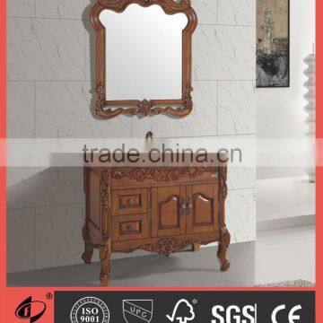 Antique solid wood single sink bathroom vanity cabinet S801