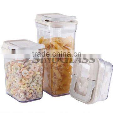 SINOGLASS 3 Pcs Cubi Shape Plastic Rainbow Lock Storage Jars set with Plastic Lid