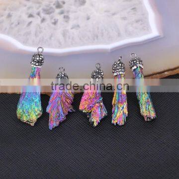 Titanium Quartz Stone Druzy Pendant, Pave Crystal Gem Stone Pendant For Jewelry Making