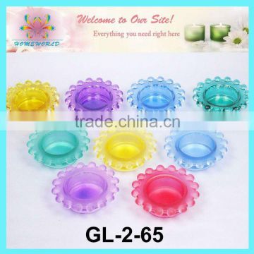 round colored glass tealight candle holder