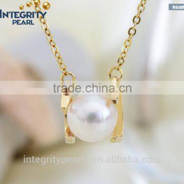 8-8.5mm AAA natural real akoya white gold pearl pendant, Japanese pearl pendat, pearl pendant designs