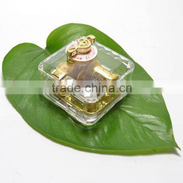 Edelweiss See-Through Wind Up Music Box Gold Plated Retro Music Box