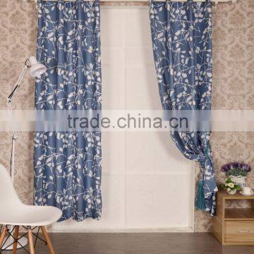 T/C Polyester and Cotton Freehand Drawing Flower Printed Curtain Panel Drapes Drapery