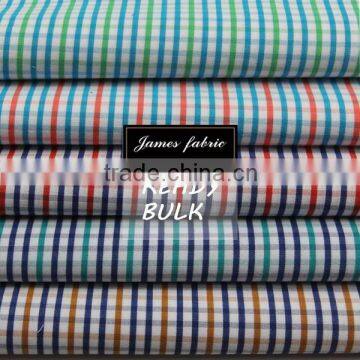 James no minimum 100% Cotton Spring/Summer Shirting & Dress Fabric, Colorful Carbon Peached Stripe/Check/Plaid Fabric