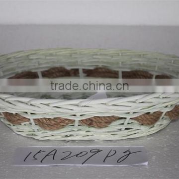 green willow wood chip tray with rope and handles