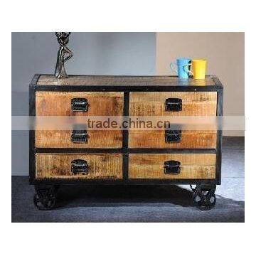 Industrial Chest of 6-DRAWER Chest RECLAIMED WOOD, TV Stand with Drawer on wheels
