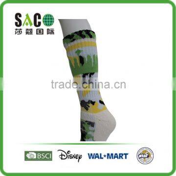 Yellow Green Camouflage Compression Nylon Sport Socks