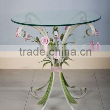 Metal art coffee table with flower