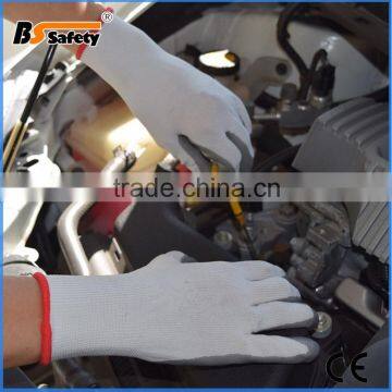 BSSAFETY cheap thin 13 guage polyester knit nitrile safety work gloves